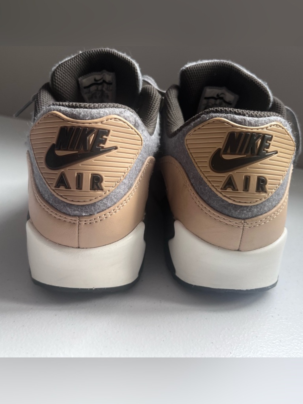 Nike Air Max 90 Premium Rare Wool Cool Grey Mushroom Men’s Sneakers Size 9 - Picture 5 of 7